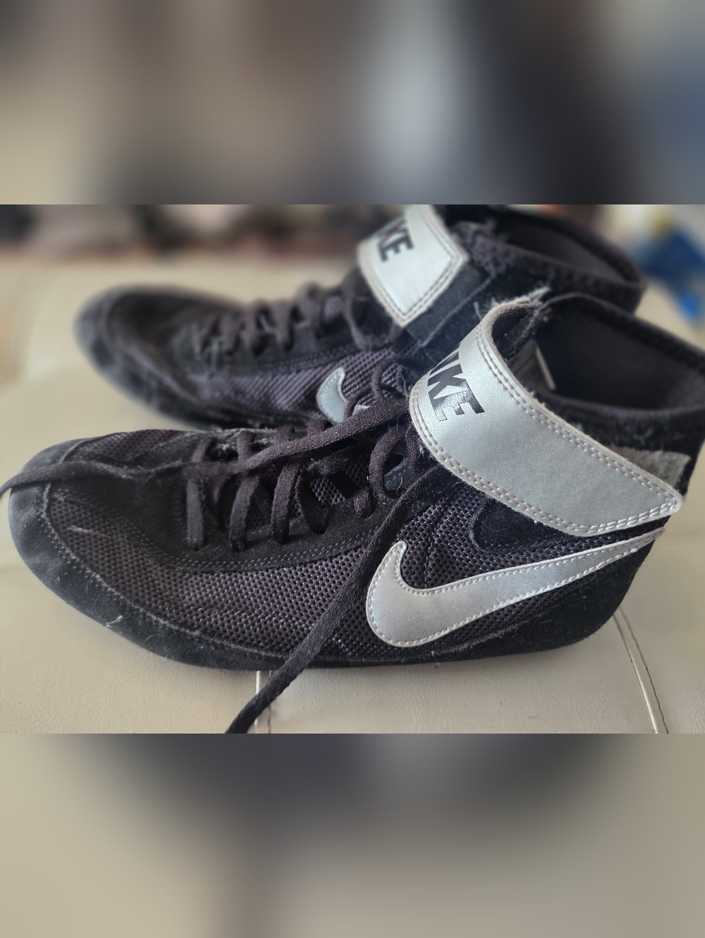 Nike Black and Silver High-Top Wrestling Sneakers Speedsweep VII Size 9
